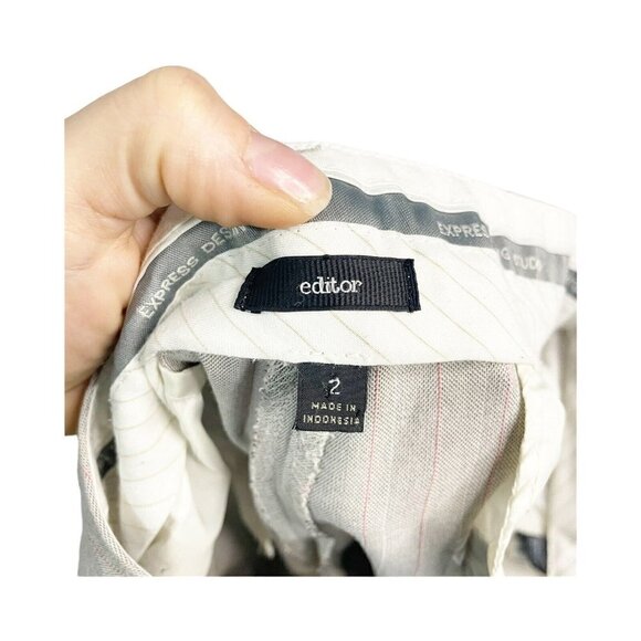 EXPRESS EDITOR Women's Gray Striped DRESS Pants Size 2 Flare Leg Mid Ris… - Picture 4 of 4